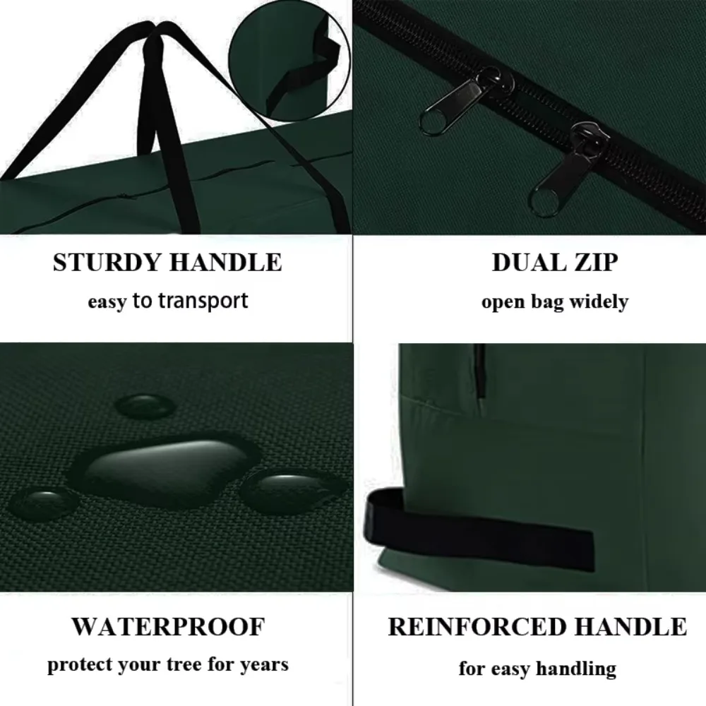Bolsa de tela Oxford para árbol de Navidad, suministros navideños plegables de gran capacidad, impermeable con asas, bolsa de almacenamiento de coronas - imagen 4