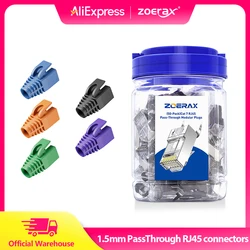 ZOERAX Conectores de Paso RJ45 Cat7 Cat6A Blindados Oro Alivio Tensión