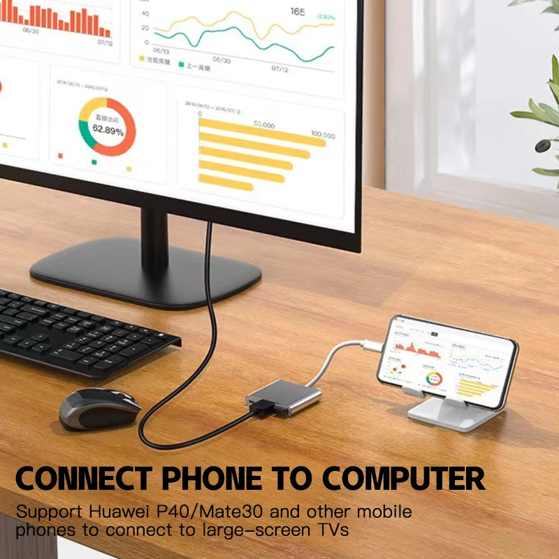 Adaptador de carga Usb 3,1 tipo C a HDTV, Hub 3 en 1, estación de acoplamiento, divisor para portátil, Macbook Air Pro, 4K - imagen 4