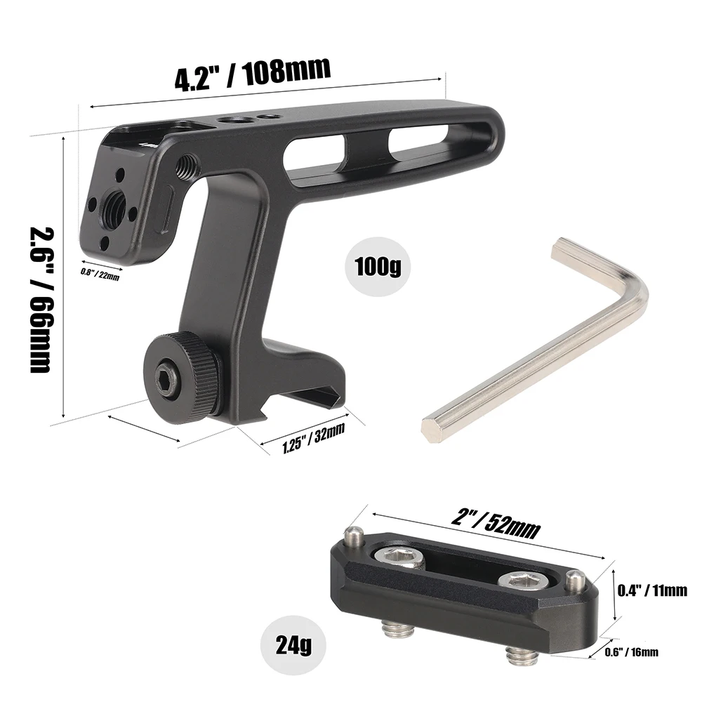 FOTGA-mango deslizante para jaula, empuñadura para cámara DSLR Sony Nikon Canon con zapata fría para micrófono, Monitor de luz LED, parte superior de Metal - imagen 3