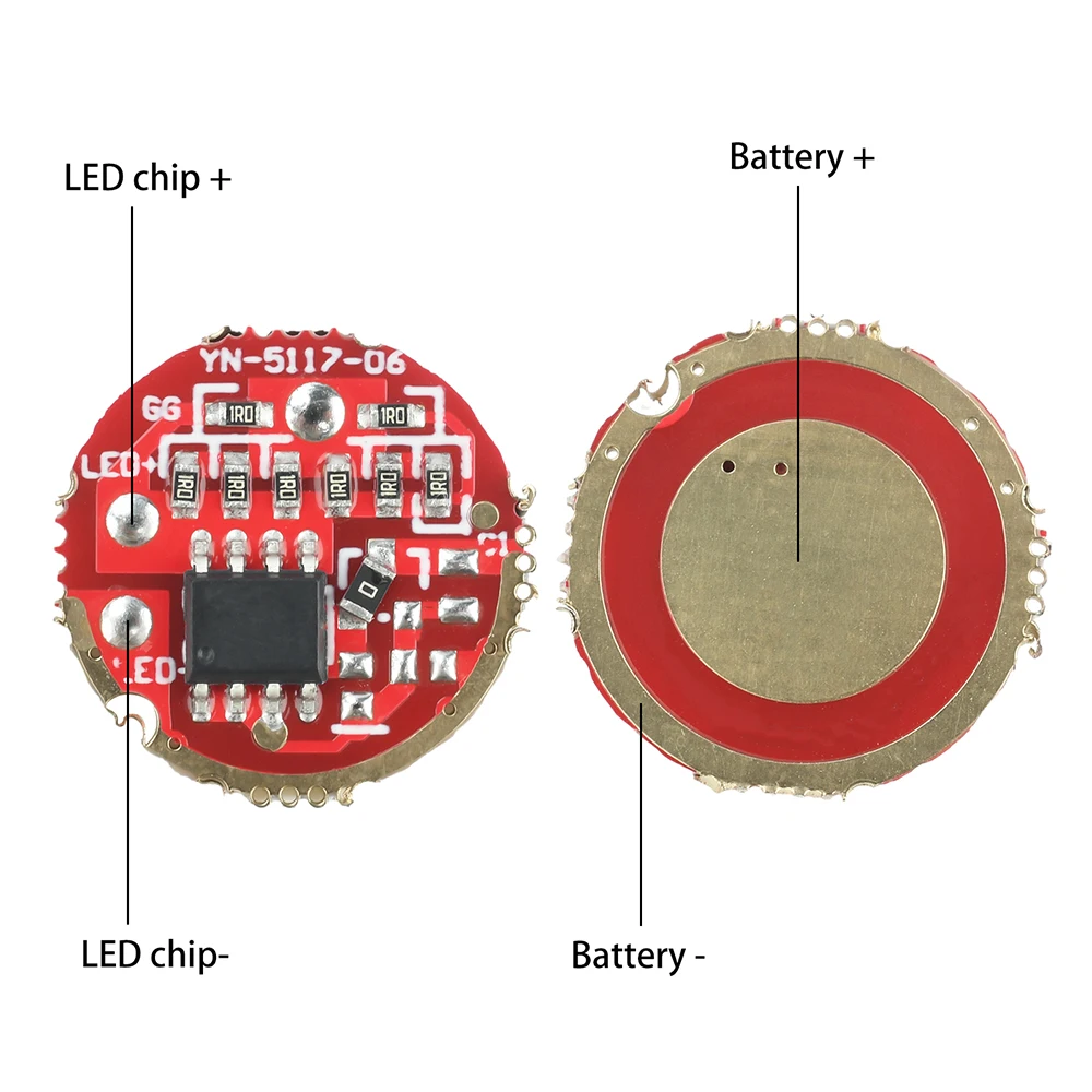 DC 3,7-4,2 V 6-15W cuentas de lámpara controlador de engranaje de linterna controlador de linterna de 1 velocidad placa controladora DIY accesorio de linterna 17/20mm - imagen 3