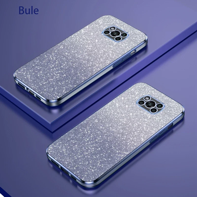 Funda de silicona chapada con purpurina brillante para Xiaomi Poco C75 C71 C65 X7 X6 X5 F6 M7 M6 F7 F5 Pro X3 F3 M5S cubierta trasera de lente de cámara - imagen 3