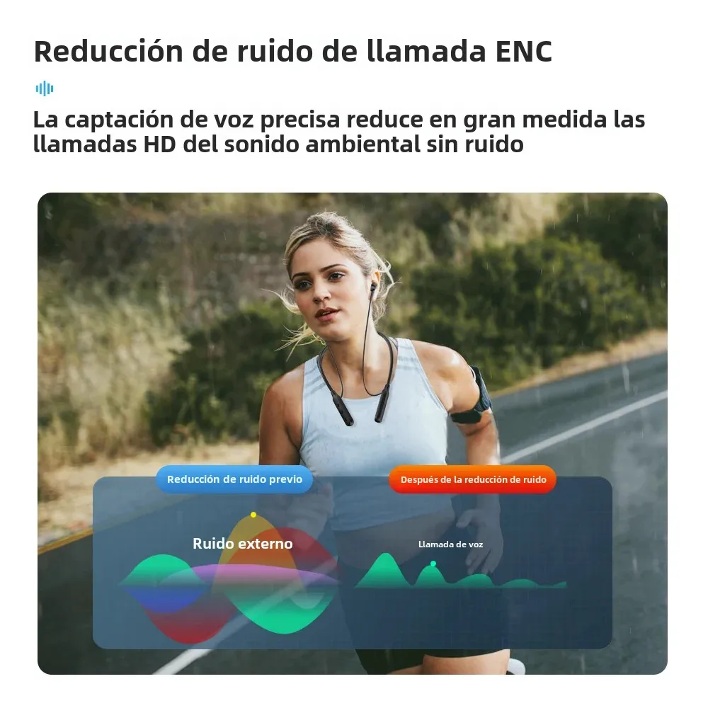 Auriculares inalámbricos Bluetooth con banda para el cuello, intrauditivos con micrófono, batería larga, Auriculares deportivos de alta calidad - imagen 4