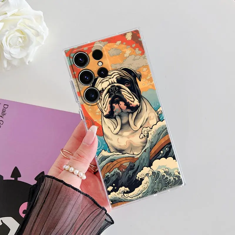 Funda de teléfono estilo perro pastor Bulldog ukiyo-e, carcasa transparente para Samsung S24, S23 Ultra, 5G, S22, S20, S10 Plus, S21 FE, Galaxy S24 - imagen 5