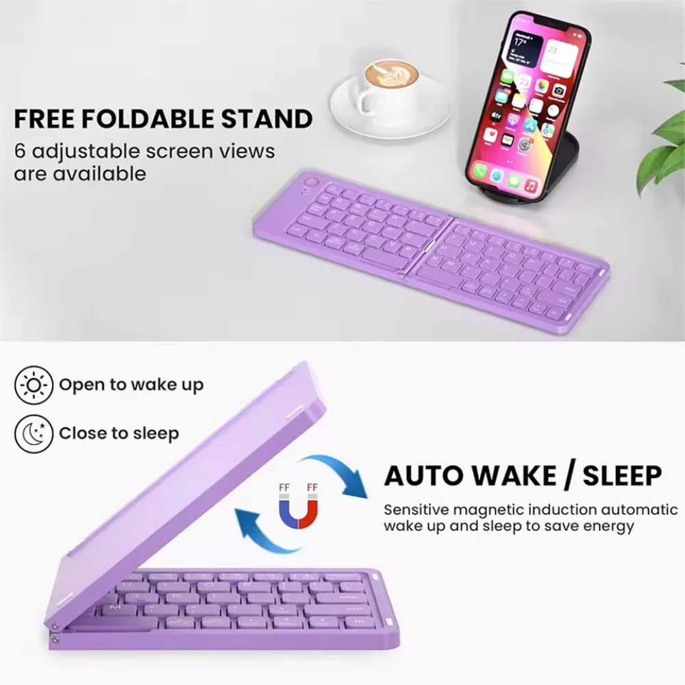 Teclado plegable Bluetooth portátil para tableta IOS/Android/Windows, teléfono móvil, Mini teclado portátil, accesorios de ordenador - imagen 4