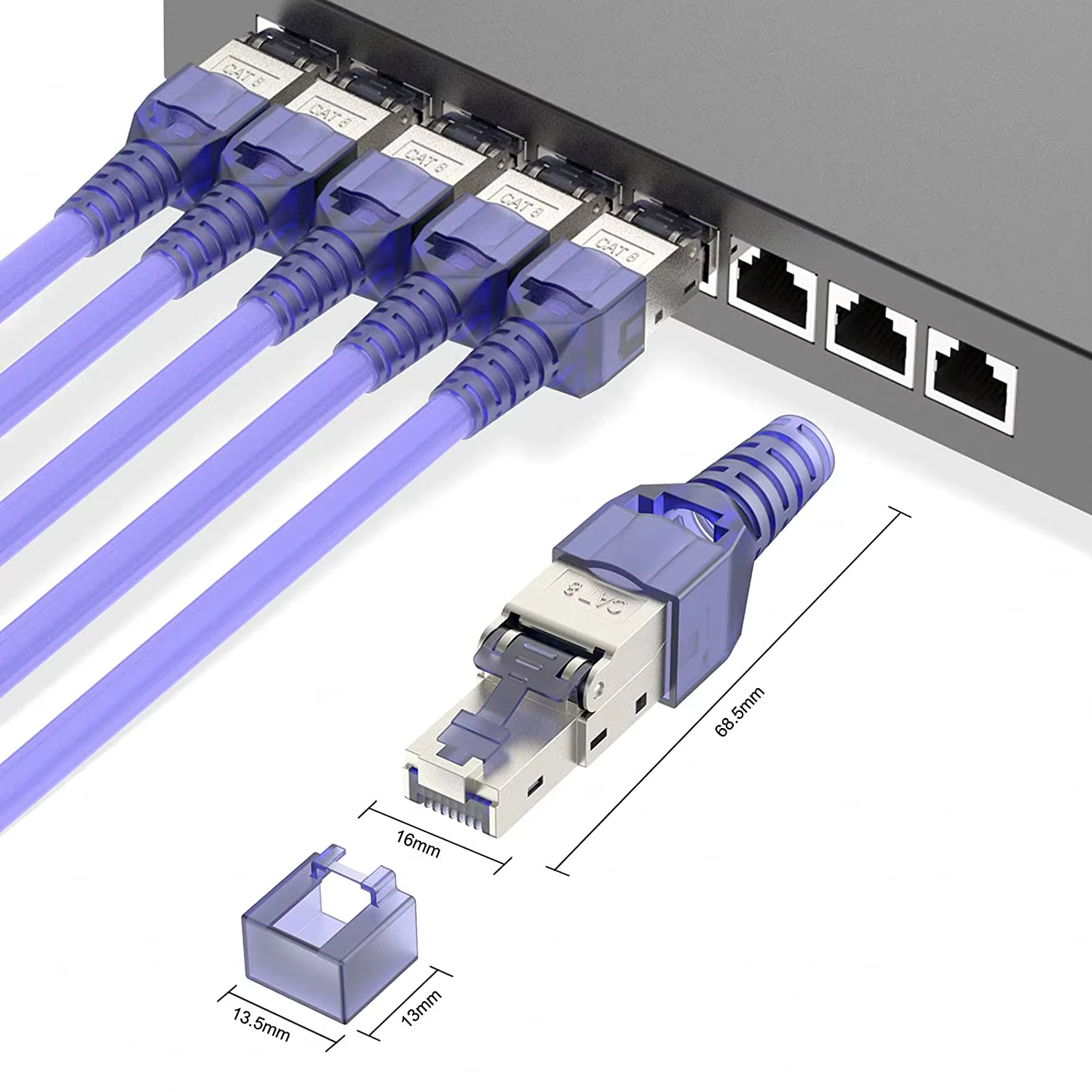 ZoeRax Conector RJ45 CAT8 Blindado Sin Herramientas 10Gbps POE - imagen 5