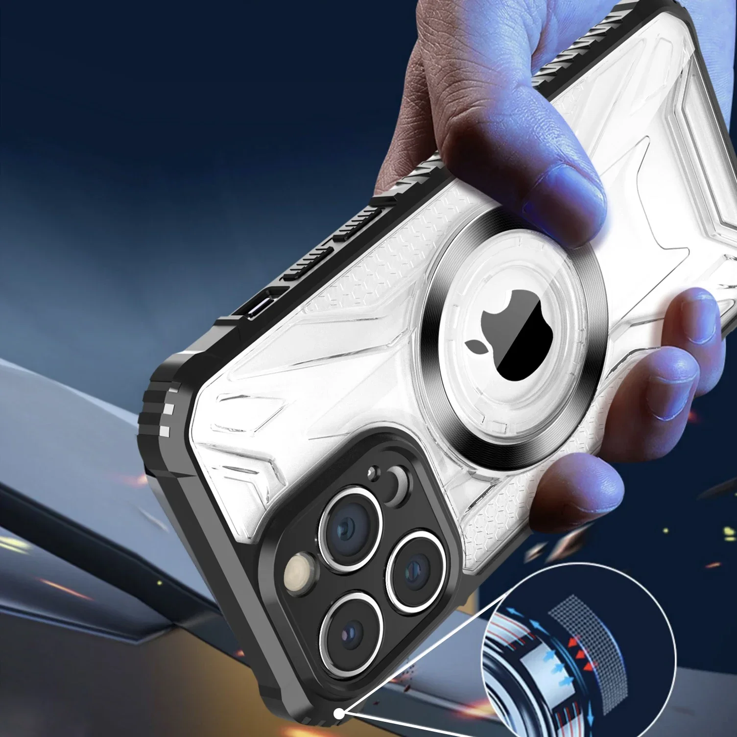 Funda magnética de lujo a prueba de golpes para IPhone 16 15 14 13 12 11 Pro Max Plus 15Pro i15 Magsafe, funda militar - imagen 2