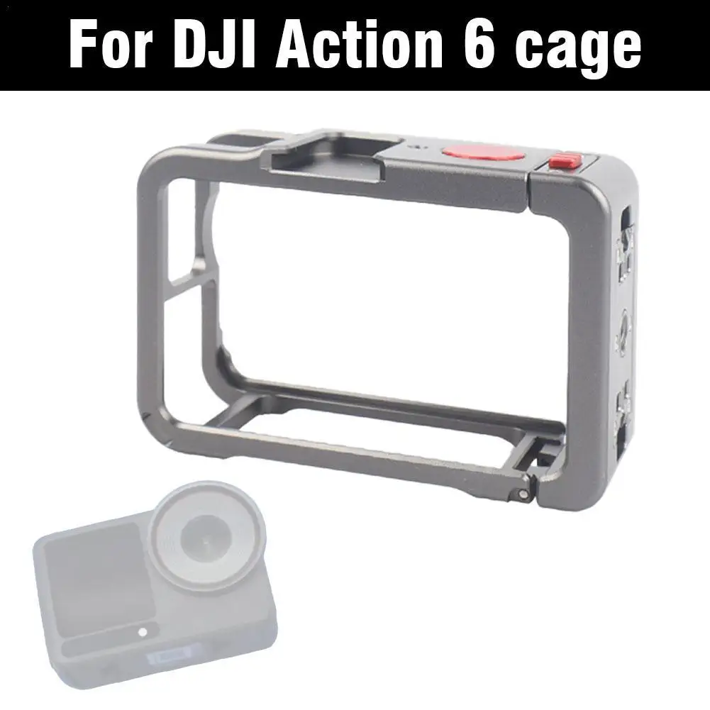 Jaula de Metal para DJI Action 6, carcasa de marco de aleación de aluminio, protección completa de liberación rápida con accesorios de cámara de expansión de zapata fría