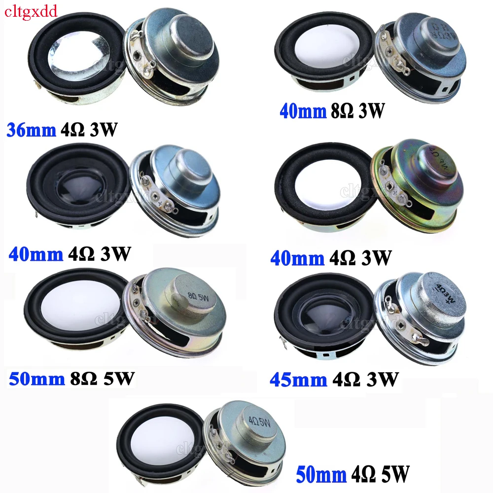 Cltgxdd-altavoz amplificador con arandela de goma, 2 piezas, 4R/8R, 3W, 5W, diámetro de 36mm/40mm/45mm/50mm