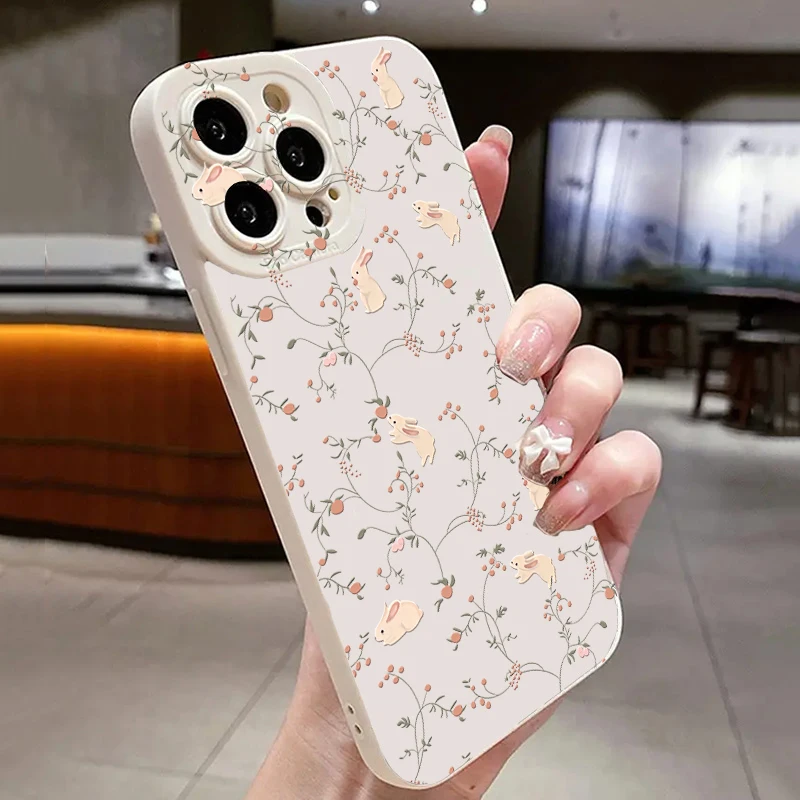Funda de teléfono esmerilada de Color sólido con flor de conejo para Samsung Galaxy A56 A35 A55 A34 A54 A53 S25 S24 Ultra S23 S21 FE S22 Plus - imagen 5