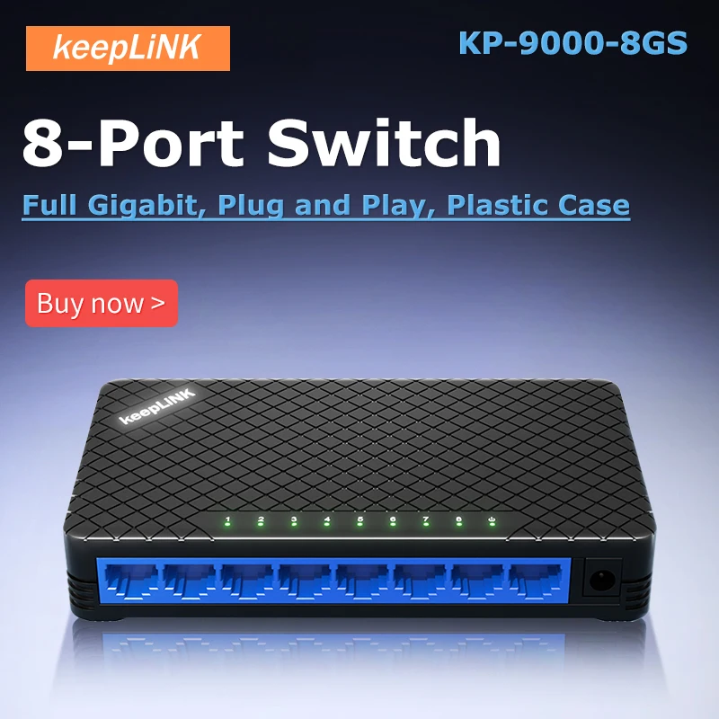 KeepLiNK Conmutador Ethernet de red no administrado Megabit de 8 puertos Plug and Play - imagen 2