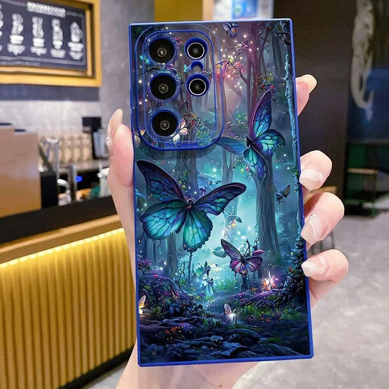 Funda de teléfono con diseño de mariposa oscura para Samsung A56 5G, funda Galaxy A36 A26 A55 A54 A35 A53 S25 Ultra S24 S23 S21 FE S22 Plus