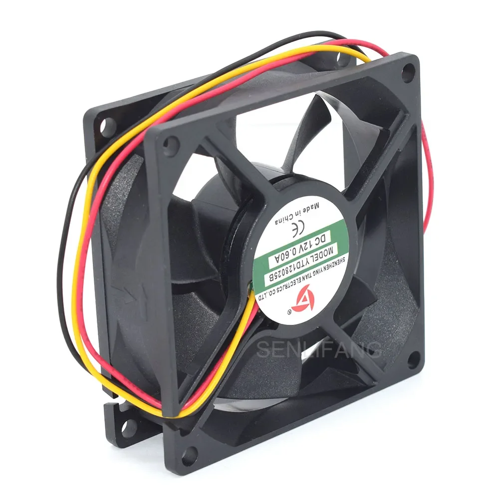 Nuevo para YINGTIAN 80*80*25MM YTD128025B 8CM 0.60A 3 líneas DC12V ventilador de refrigeración cuadrado - imagen 2