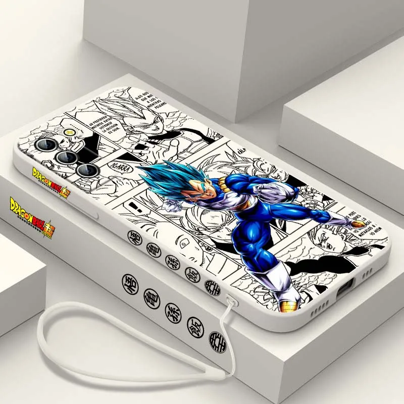 D-Dragon Ball Comic Vegeta para Samsung Galaxy S25 S24 S23 S22 S21 S10 FE Plus Ultra 5G cubierta de la caja del teléfono de la cuerda izquierda líquida - imagen 4