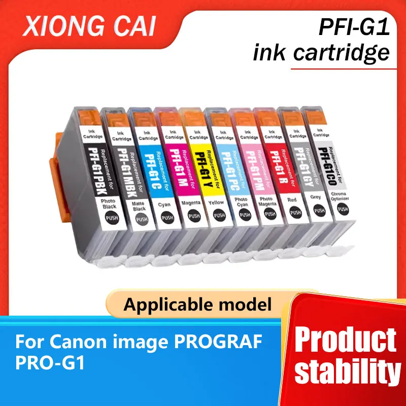 【Japés】 Cartucho de tinta PFI-G1MBK PFI-G1PBK PFIG1 compatible con impresora Canon PRO-G1 Cartucho de tinta de 10 colores