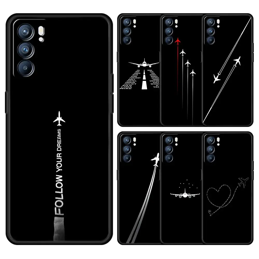 Funda Premium con patrón de avión para Oppo A54 A53 A52 A9 A15 A16 A76 A74 A57 A31 Find X6 Pro X5 Reno8 Reno7 Reno6 Pro 5G