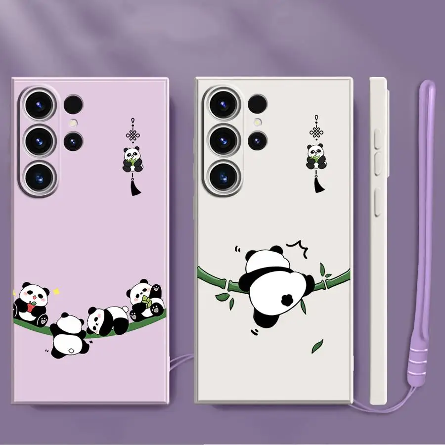 Funda de teléfono suave para Samsung Galaxy S21 Plus S22 Ultra S25 Edge Note 20 10 Ultra S24 FE S20 S23 Panda lindo de dibujos animados