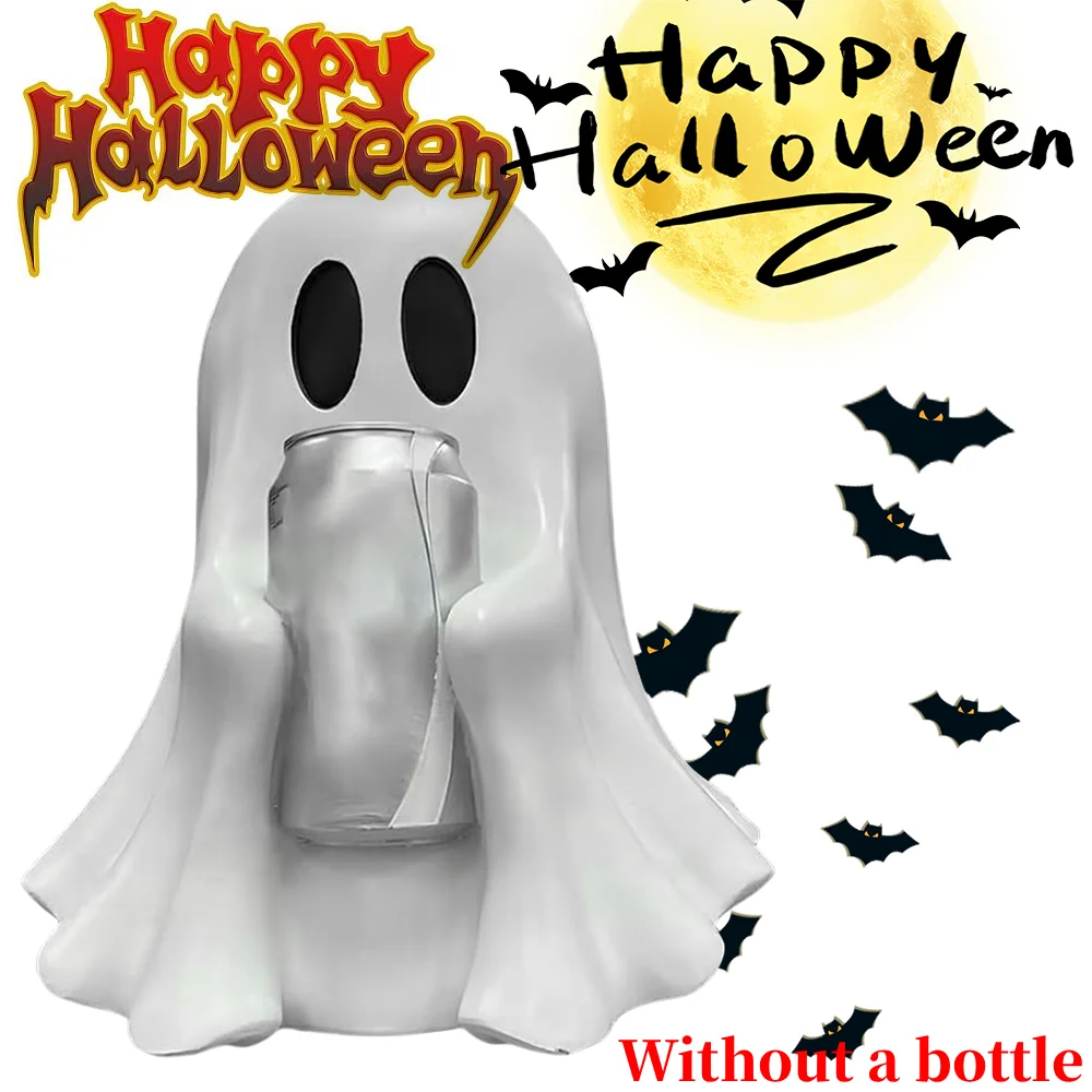 Soporte para latas de fantasma de Halloween, soporte para bebidas de resina espeluznante, bonito soporte para bebidas fantasma, soporte para bebidas fantasma para decoración interior del hogar