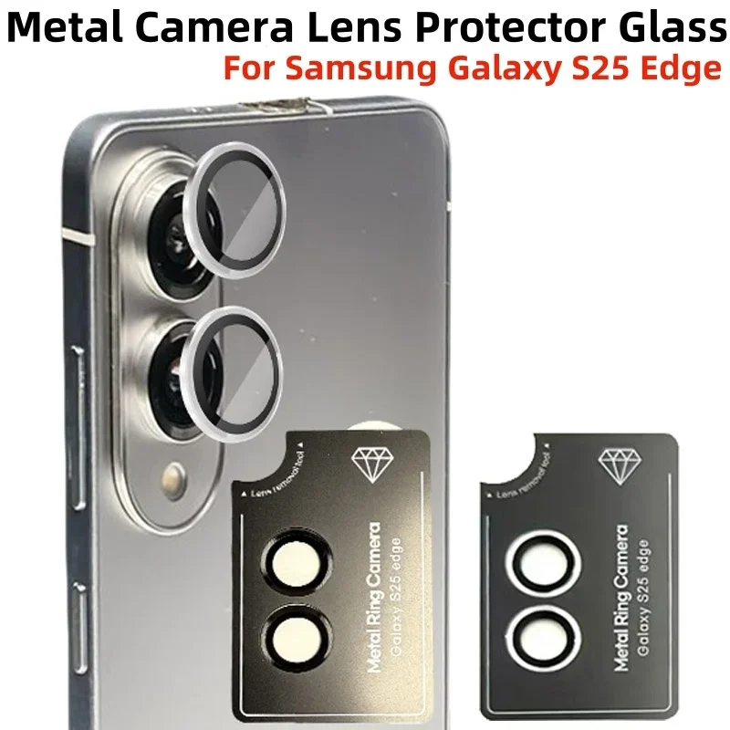 Protector de lente de cámara de Metal, cristal para Samsung Galaxy S25 Edge 2025, cubierta completa, anillo de lente de cámara, funda de cristal S25Edge, película de lente - imagen 2