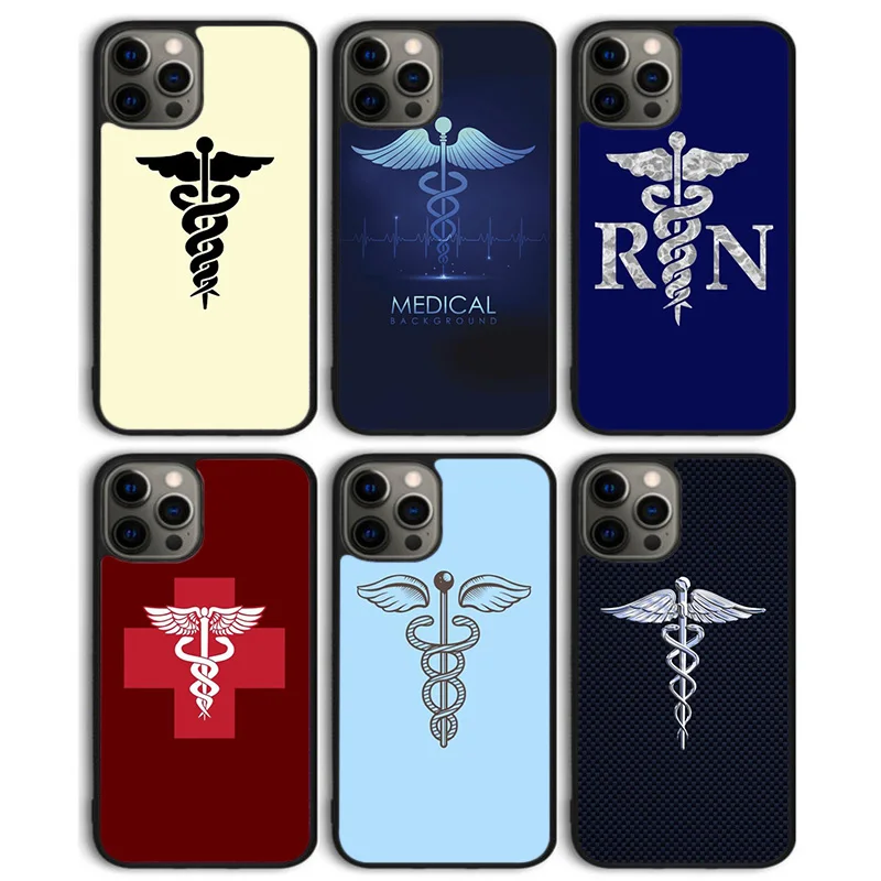 Funda de teléfono con bandera de caduceo para enfermeras, serpientes médicas, para iPhone 17 Air 16 15 14 13 11 12 Pro Max Plus
