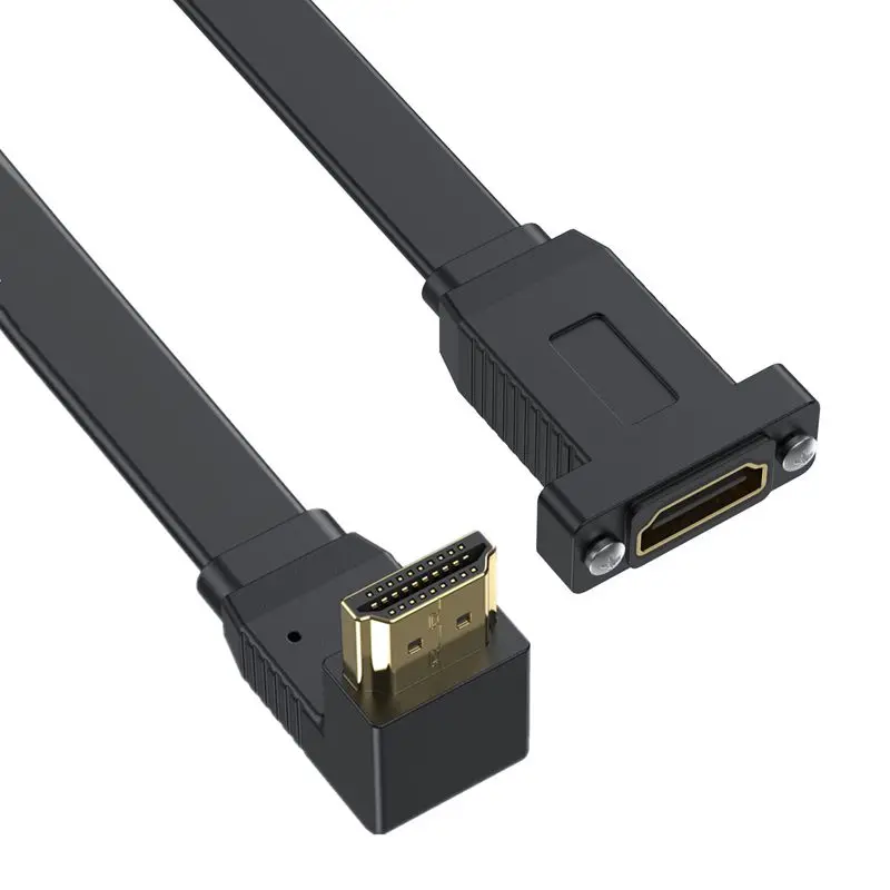 Cable de extensión macho hembra versión 2,0 Compatible con HDMI plano de 50cm con orificio de tornillo fijo soporte de Cable de Panel de chasis 4K 60Hz - imagen 5