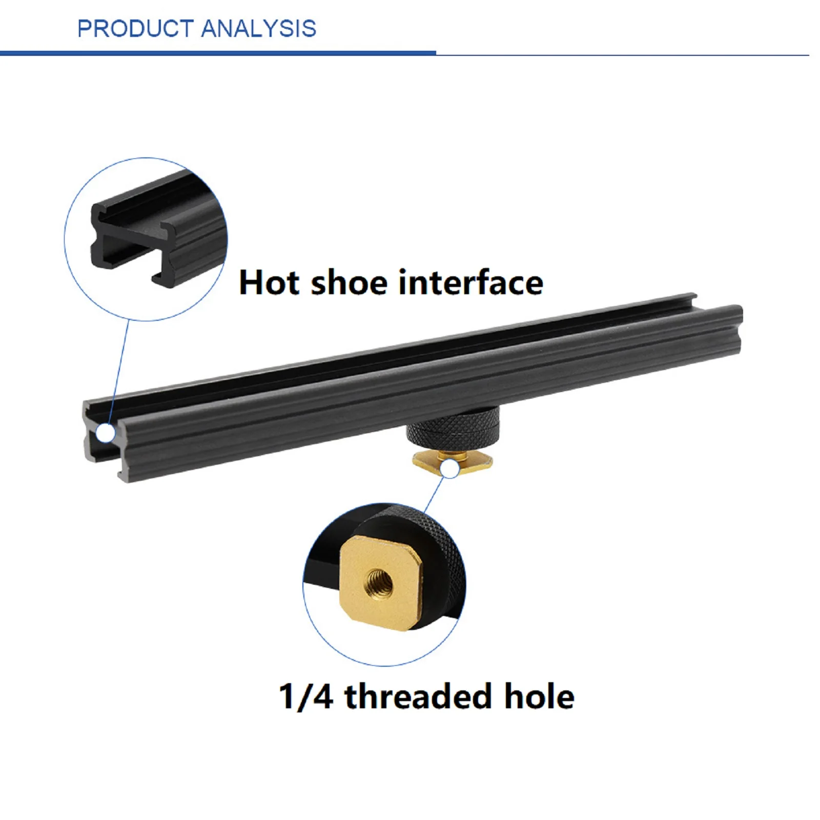 Barra de soporte de riel de extensión de zapata fría y caliente para cámara, 10cm, 20cm, con orificio de tornillo 1/4 para Flash, luces LED de vídeo, accesorios para micrófonos - imagen 4