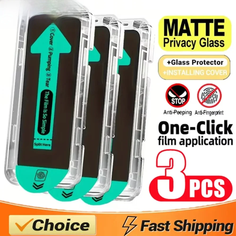 Protector de pantalla de privacidad mate para iPhone 17 Pro 16 13 Pro Max 11 15 14 Plus 16e 12 XR X Xs Air, vidrio templado antiespía, 1-3 uds.