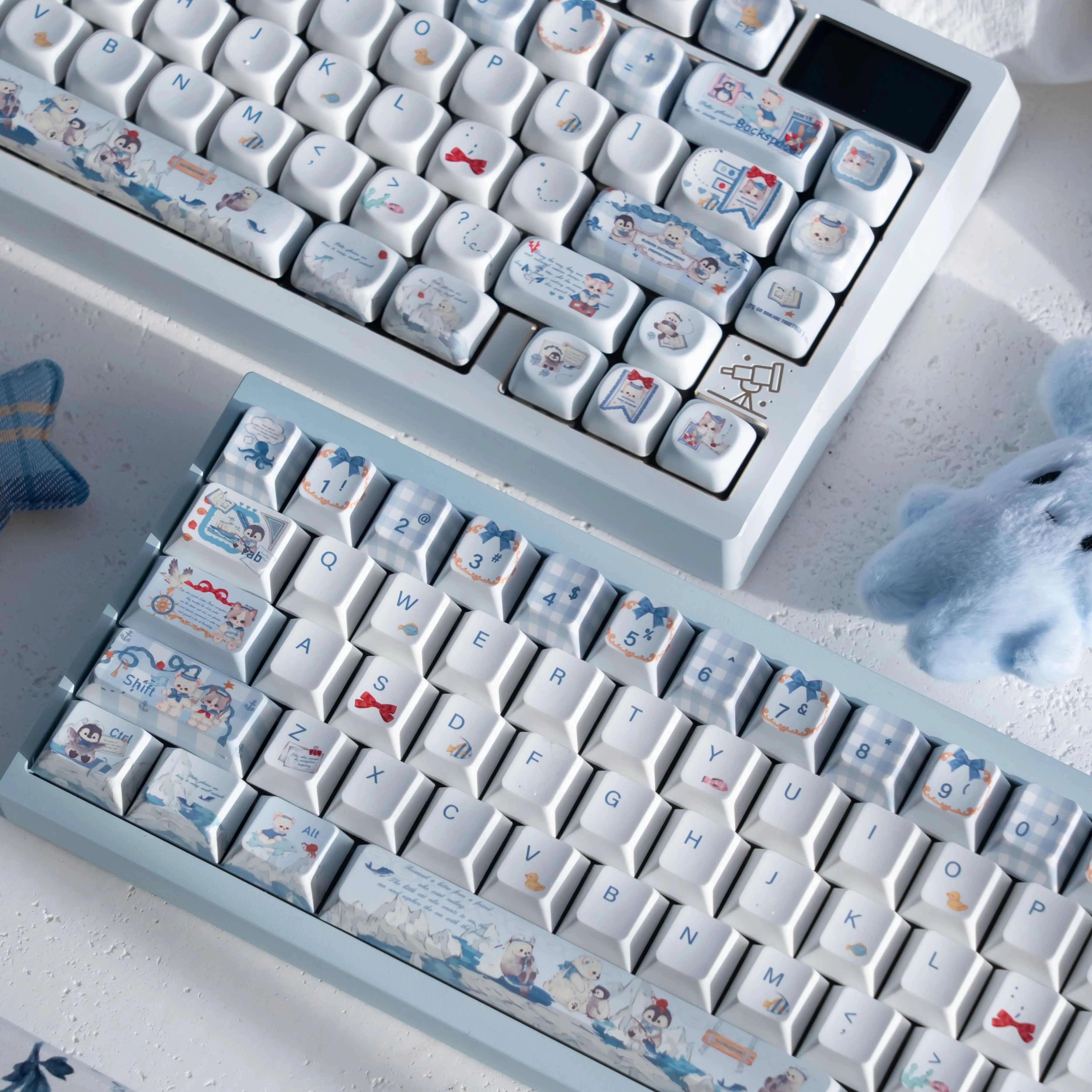 Bonitos teclas de animales de hielo extremo, teclas de perfil Cherry/SOA, tapa de teclado de Anime personalizada PBT para teclado mecánico, regalo, reposamanos - imagen 3