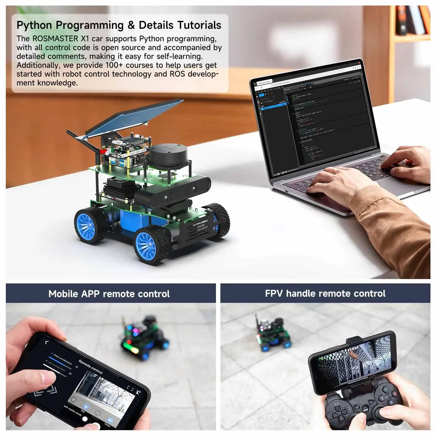 Robot de coche inteligente programable Yahboom 4WD con reconocimiento de voz de Motor Lidar 520 para Jetson NANO Raspberry Pi 5 ROSMASTER X1 - imagen 5