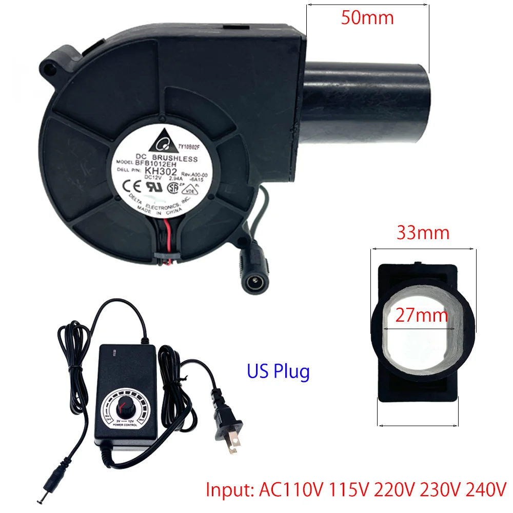 Ventilador para barbacoa Delta BFB1012EH ventilador PWM 9733 97x97x33mm 12V 2.94A gran flujo de aire 110V 220V AC ventilador alimentado controlador de velocidad Variable - imagen 2
