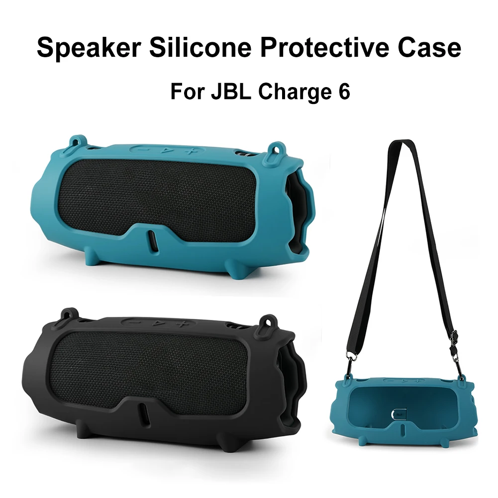 Funda de silicona portátil para viaje, funda suave con correa para el hombro, funda protectora para altavoz BT portátil JBL Charge 6 - imagen 2