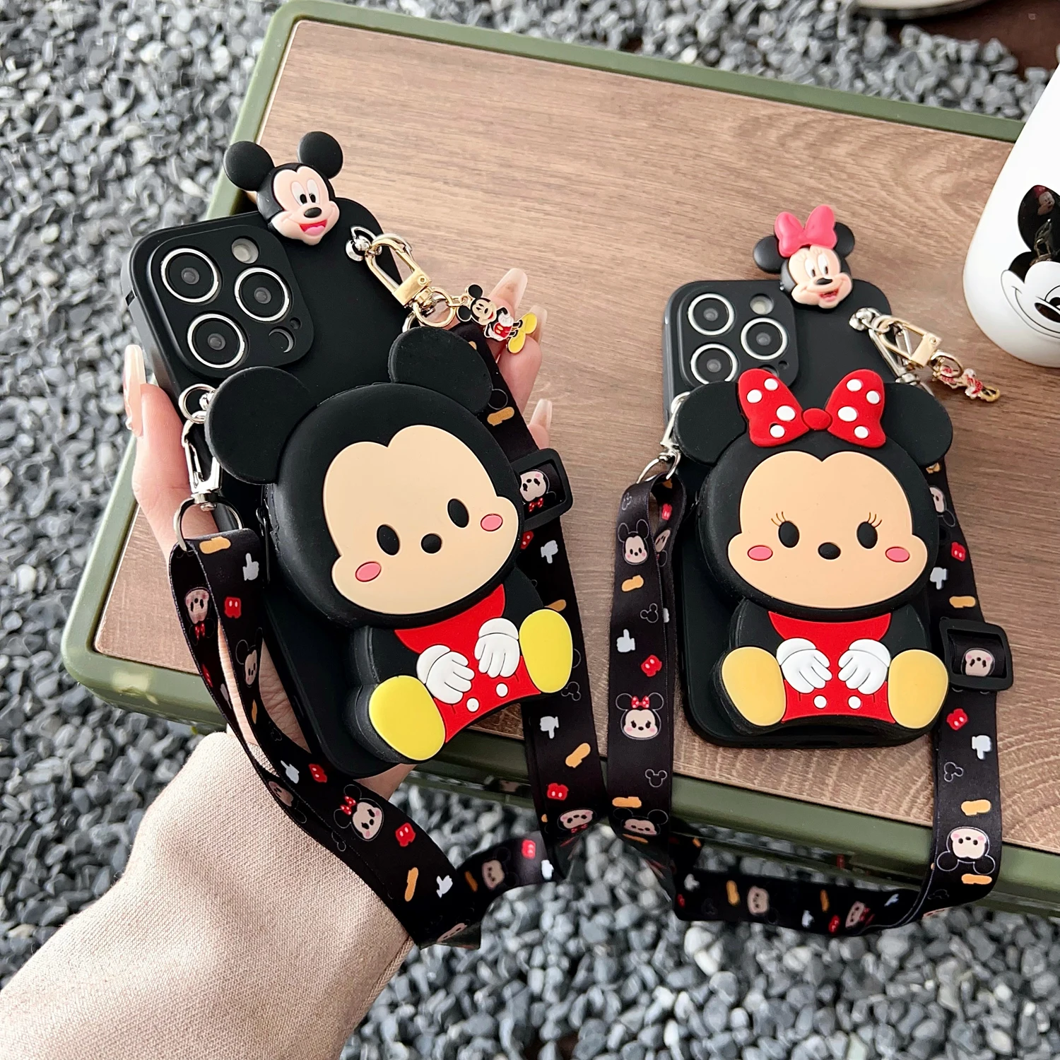 Minnie Mickey para OPPO Reno 4F 4lite 5lite 5 7 4G 8 4G 8T 10 10 11 PRo 11F 12 funda tipo billetera con cuerda - imagen 2