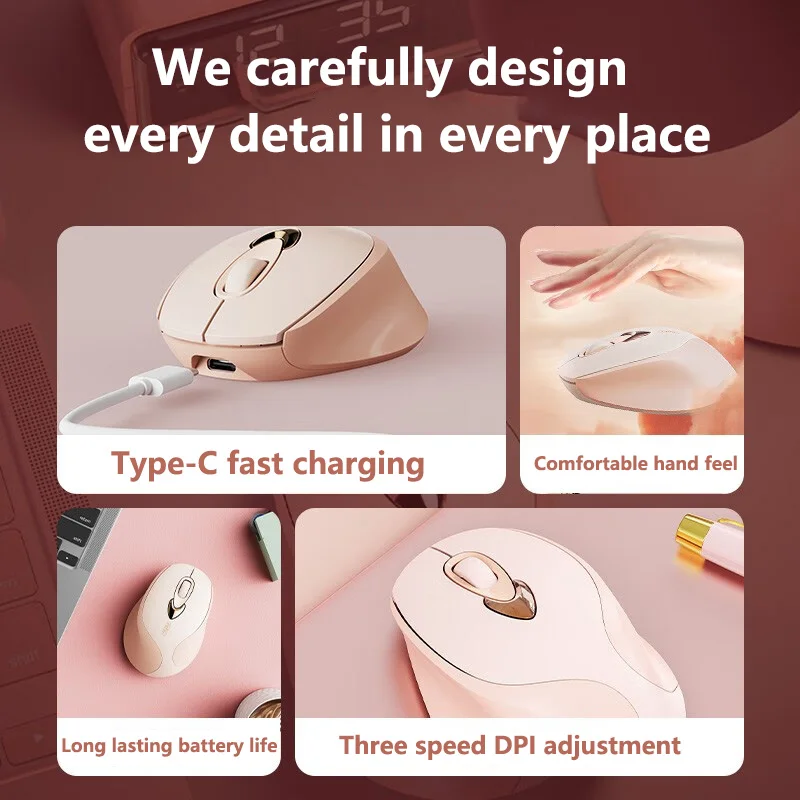 Ratón inalámbrico recargable Inphic M8, ergonómico, silencioso, para oficina, adecuado para ordenadores portátiles y de escritorio - imagen 4