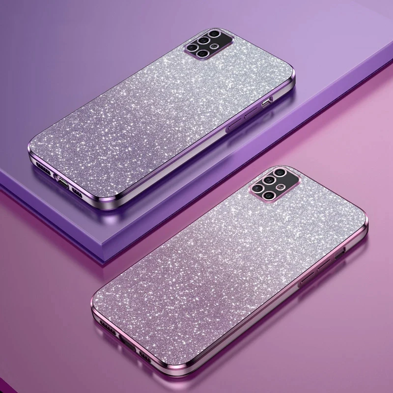 Funda de silicona chapada con purpurina brillante para Samsung Galaxy, funda trasera suave para Samsung Galaxy A13, A21S, A31, A51, A71, A20, A30, A30S, A50, A70, A20S, A22, A32