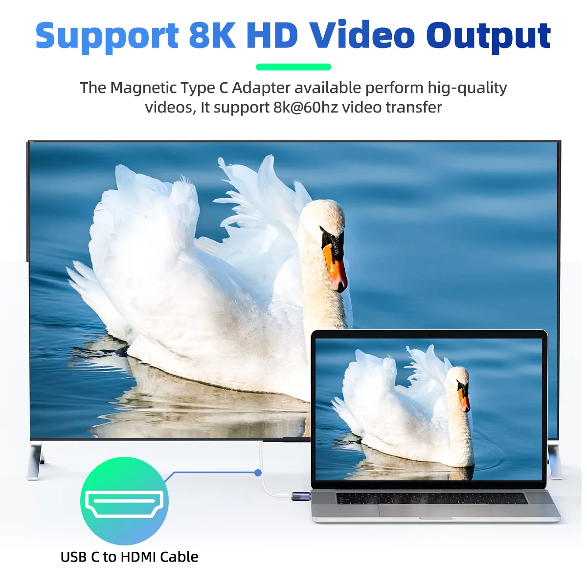 Cable USB-C Magnético 140W - Carga Rápida Thunderbolt3 40Gbps 8K - imagen 3