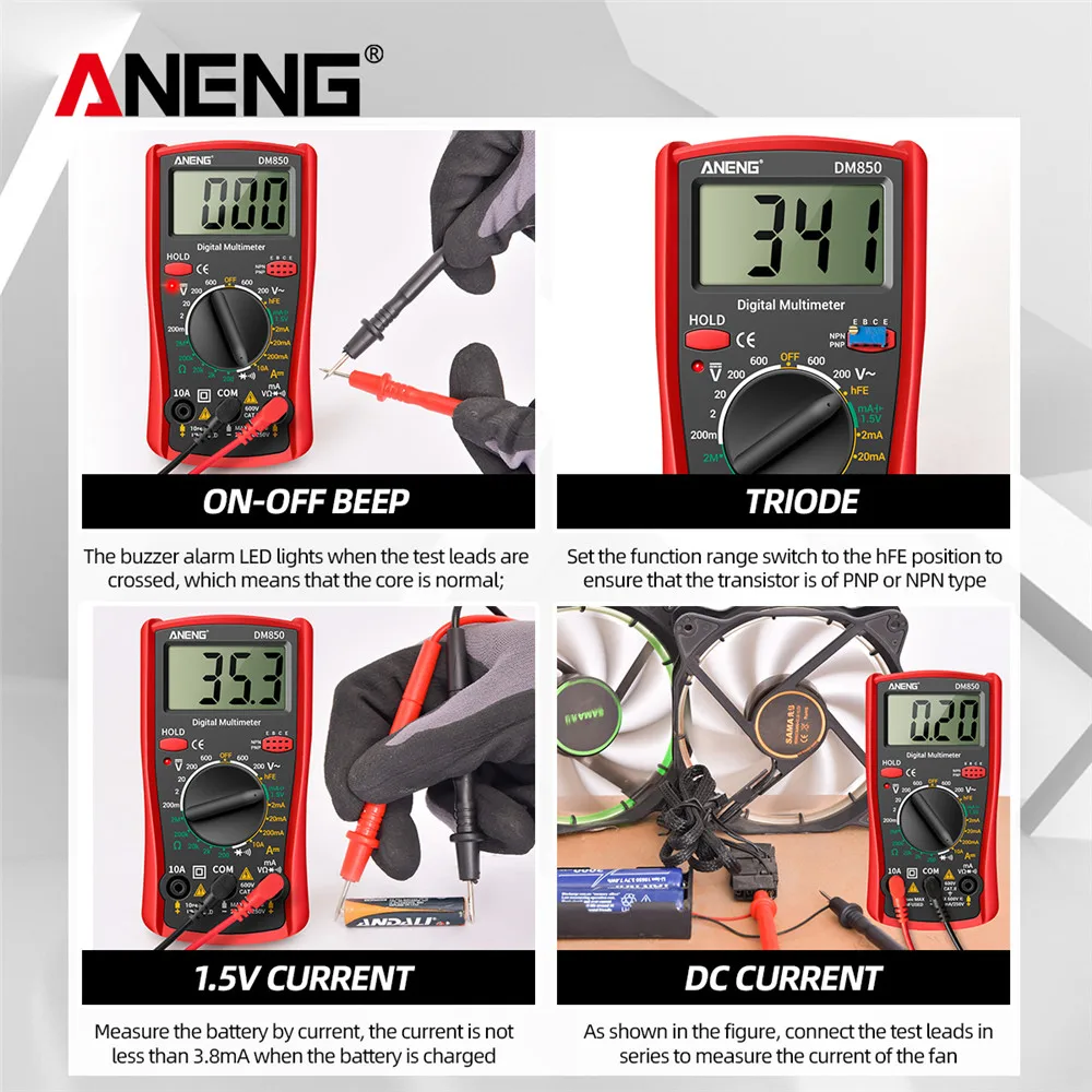 ANENG DM850 Profesional Digital Multimeter Tester AC / DC Votage Current VD802 12-1000V Voltage Meter Voltage Detector Tester Pen - imagen 4