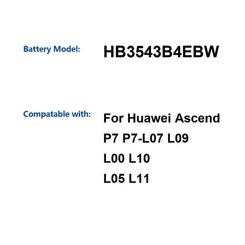 Batería de teléfono móvil HB3543B4EBW 2460Mah para Huawei Ascend P7 P7-L07 L09 L00 L10 L05 L11