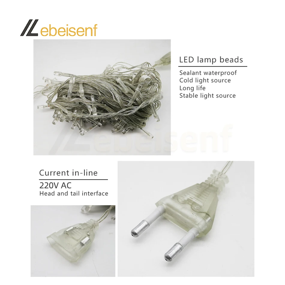 Guirnalda de luces LED 5/10M 50/100LEDs AC 220V enchufe europeo decoración interior exterior boda fiesta árbol de Navidad hogar jardín decoración de Patio - imagen 4