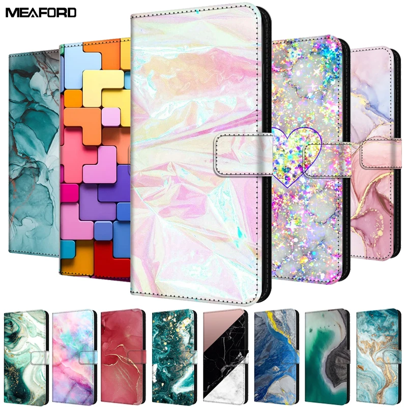 Funda de cuero con tapa para Google Pixel 6 / Pixel 7 / Pixel 8, carcasa magnética de mármol, soporte para tarjetas, 7A, 6A, 8A