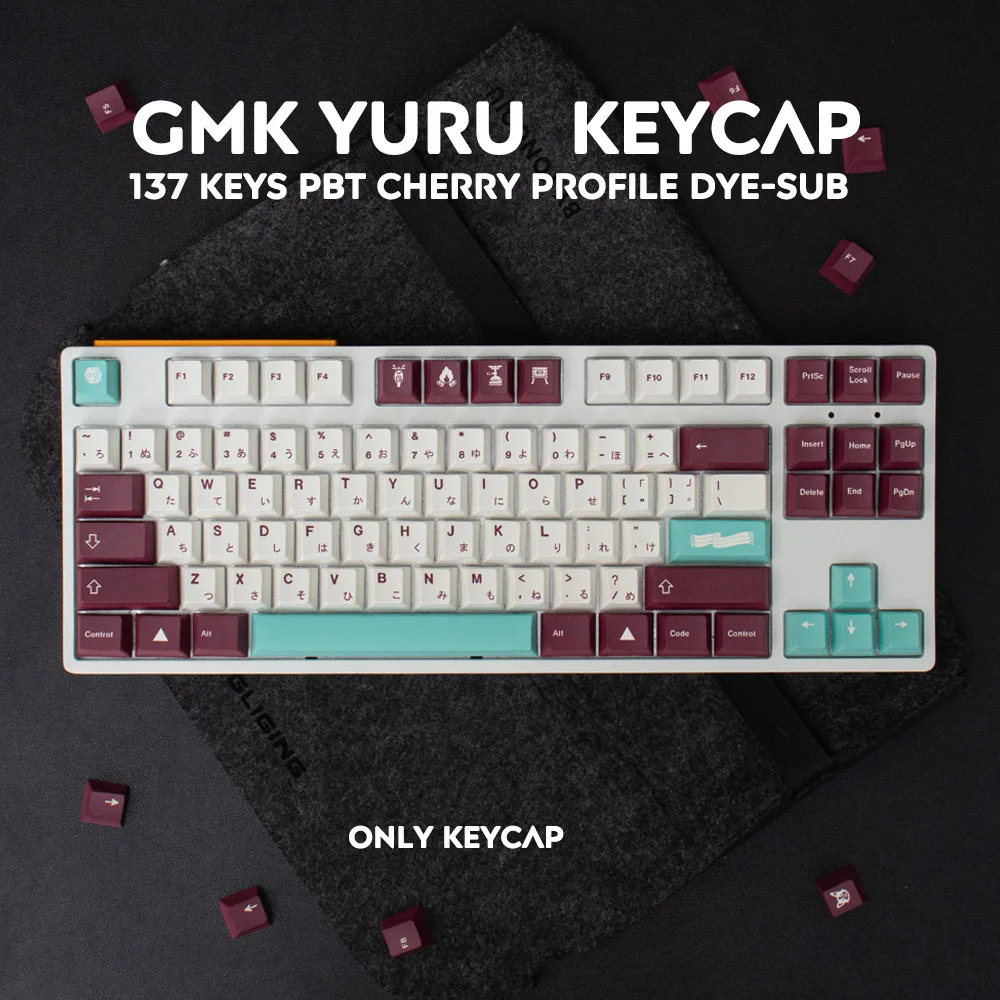 GMK Yuru-juego grande de teclas personalizadas, accesorio para teclado mecánico, perfil de cereza, Dye-Sub PBT, japonés, inglés, 61/64/68/75/84 - imagen 2