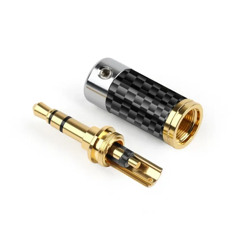 Conector Jack 3,5 de 3 polos, carcasa de fibra de carbono para soldar auriculares HiFi, Cable de auriculares, electrónica de consumo, 3,5mm - imagen 4