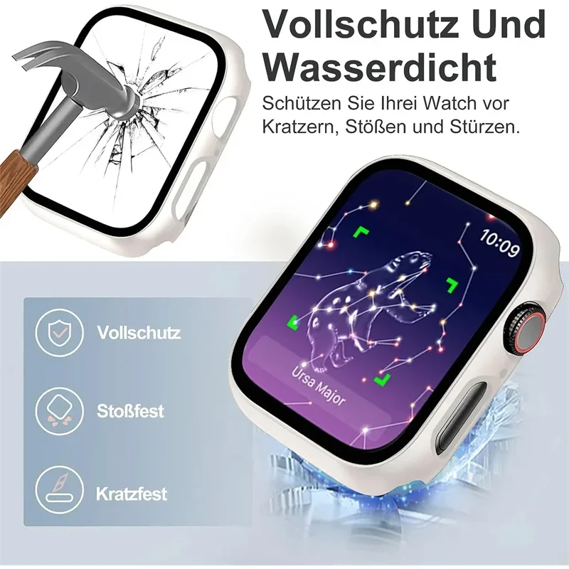Vidrio templado y cubierta para funda de Apple Watch, película protectora de pantalla para IWatch Series 9, 8, 7, 6, 5 se, 45mm, 44mm, 40mm, 41mm, accesorios - imagen 3