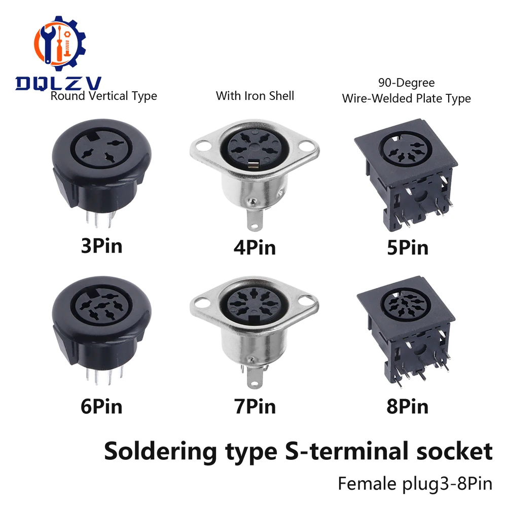 DIN 3pin 4pin 5pin 6pin 7pin 8 Pin macho hembra enchufe conector de soldadura con mango de plástico conectores D ﻿ - imagen 3
