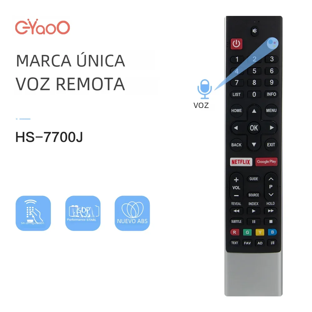 Skyworth-mando a distancia para televisor, dispositivo de TV inteligente con voz, HS-7700J, Android, 58G2A, G6, E6D, E3, S5G, Netflix, Google Play, HS-7701J - imagen 2