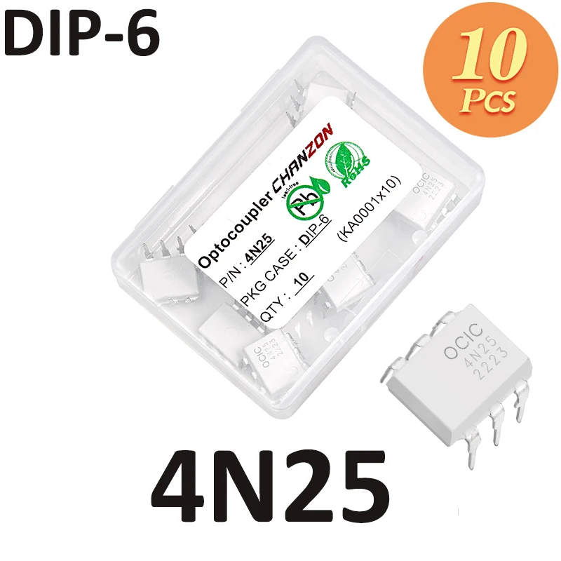 10 Uds optoacoplador 4n25 EL4N25 4n25m DIP6 DIP-6 optoaislador fotovoltaico optoacoplador nuevo y Original IC en Stock Chanzon