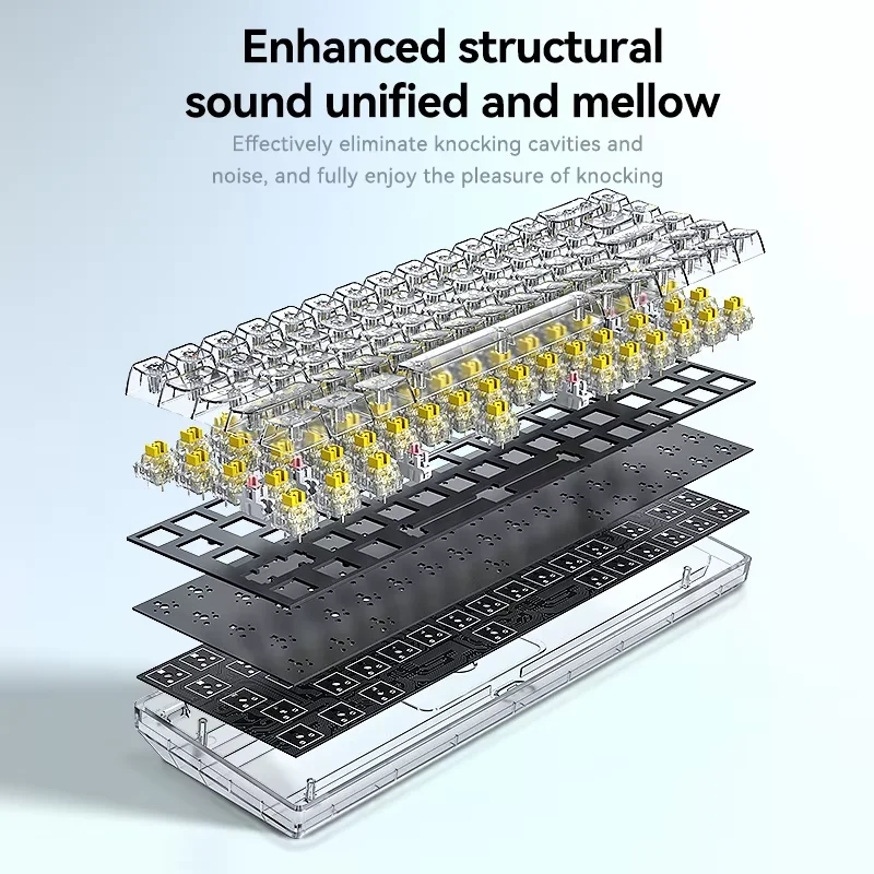 Venta al por mayor de fábrica T-WOLF T40 teclado transparente 68 teclas eje amarillo teclado mecánico de eje rojo teclado con cable RGB para juegos - imagen 3