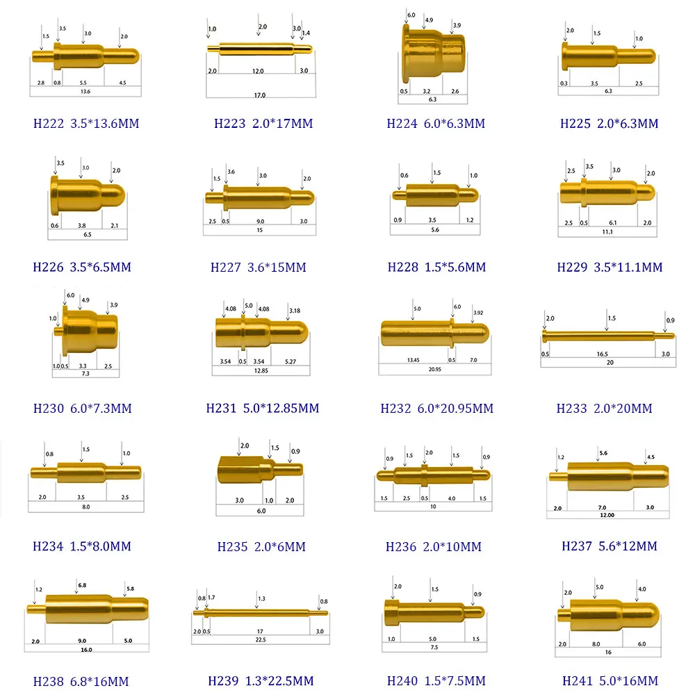 YUXI-conector de alta corriente Pogo Pin, 1 piezas, con resorte cargado, 1A, 2A, 5A, 10A, 20A, sonda de prueba de dedal de alta potencia, Pin de carga