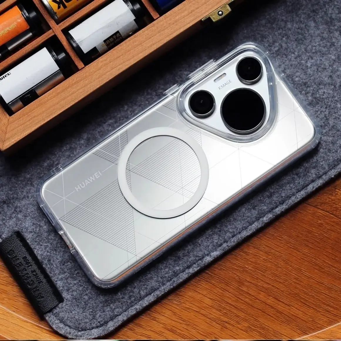 Para Huawei Pura 70 Ultra Pura70 Pro Funda de lujo con sensación de piel imán Magsafe contraportada para Huawei Pura 70 Funda de carga inalámbrica - imagen 2