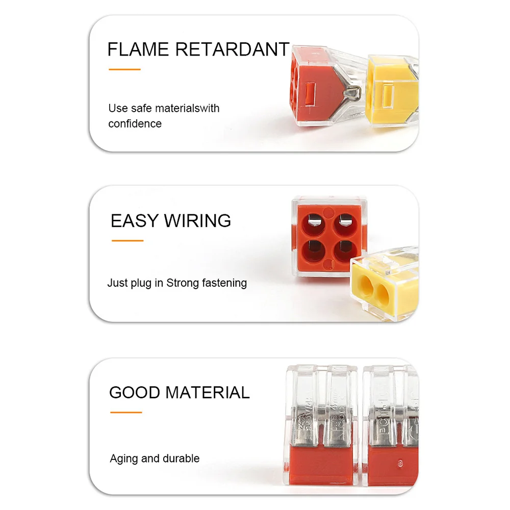 10 Uds Mini conectores de Cable de empuje bloque de terminales de cableado de Conductor compacto rápido conexión de Cable eléctrico 2/3/4/6/8 puertos - imagen 5