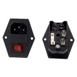 Interruptor Basculante Alimentación IEC C14 3 Pines Conector Entrada